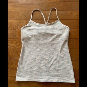🌸Lululemon Power Y Heathered Grey/Pink Cream Tank